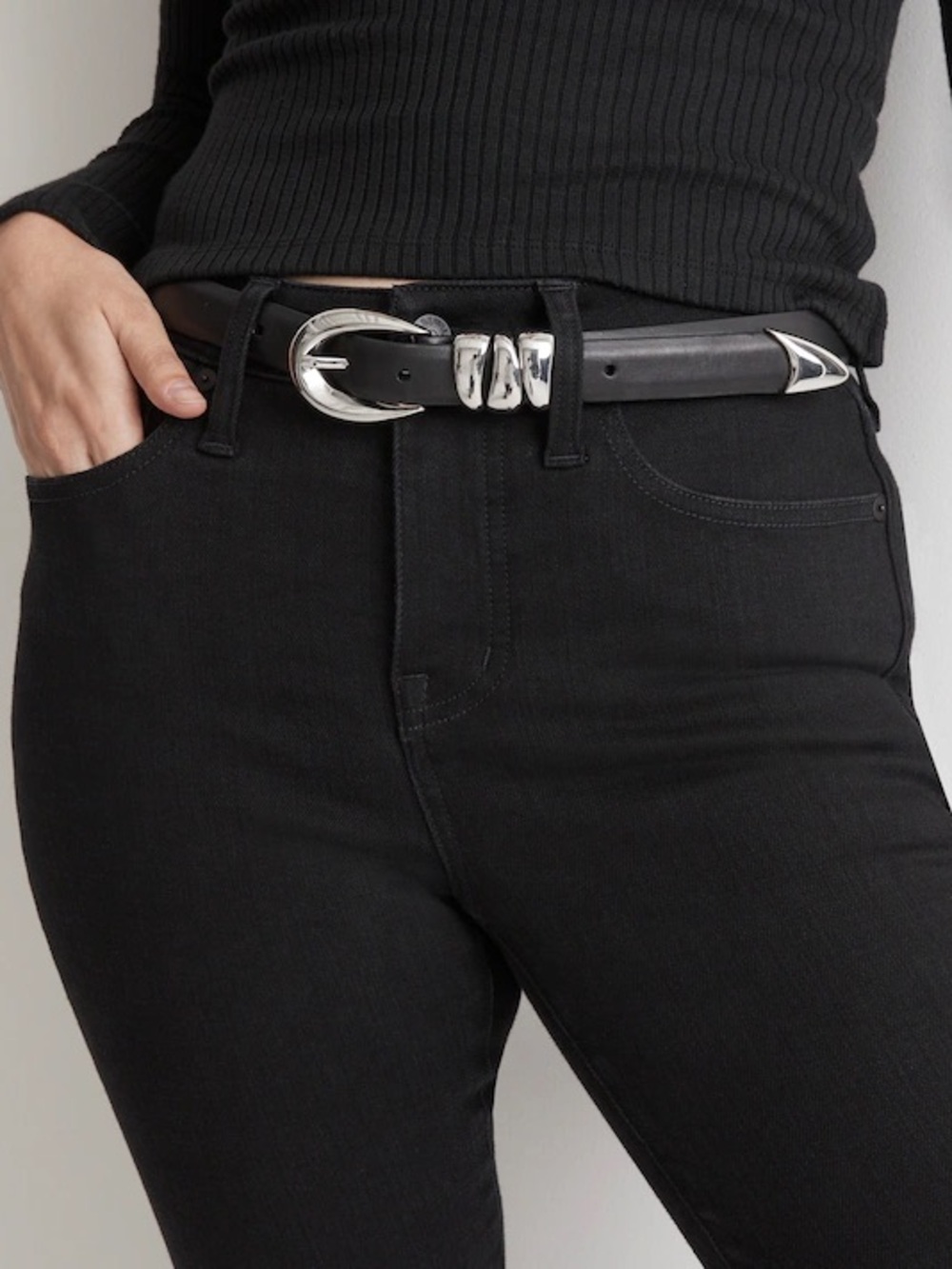 Madewell Triple Metal Keeper Leather Belt Size Medium - Picture 7 of 9